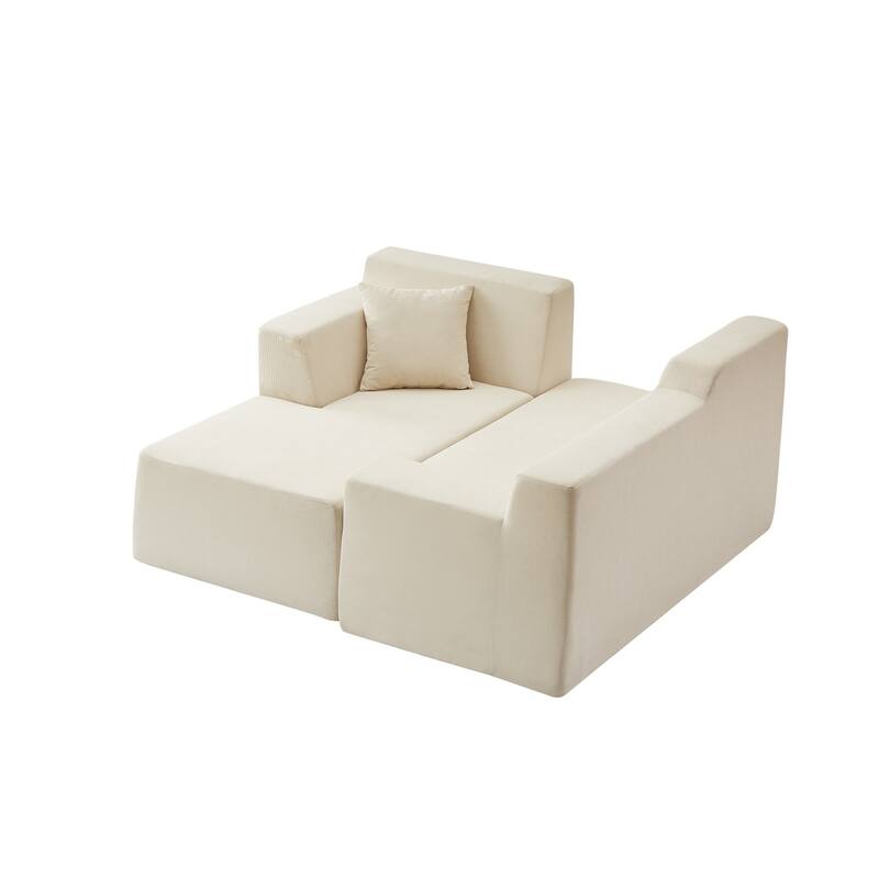 96.46" L-Shaped Corduroy Sectional Sofa, No Assembled Required