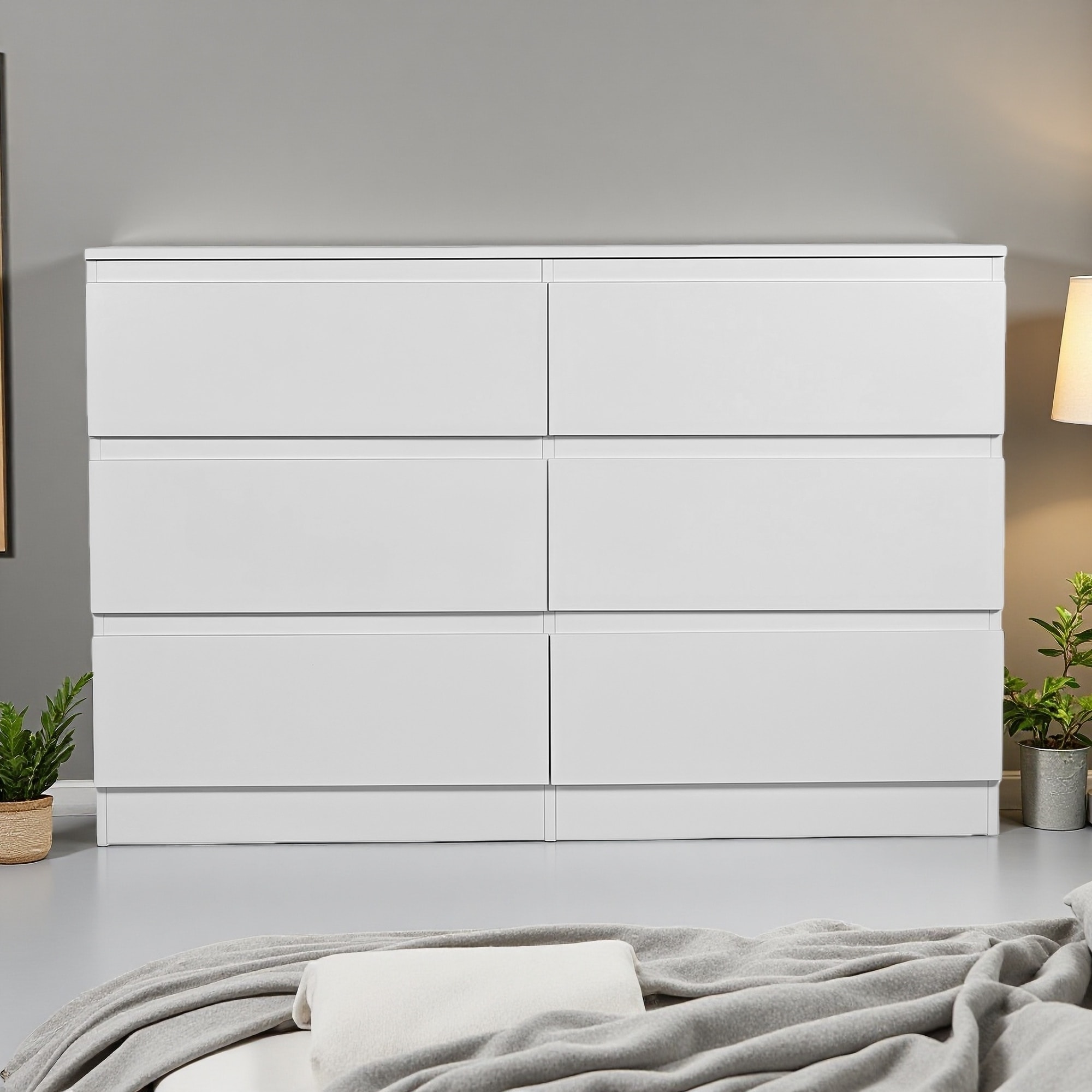 47.2" Wood Modern Black 6-Drawer Dresser with Large Storage Space