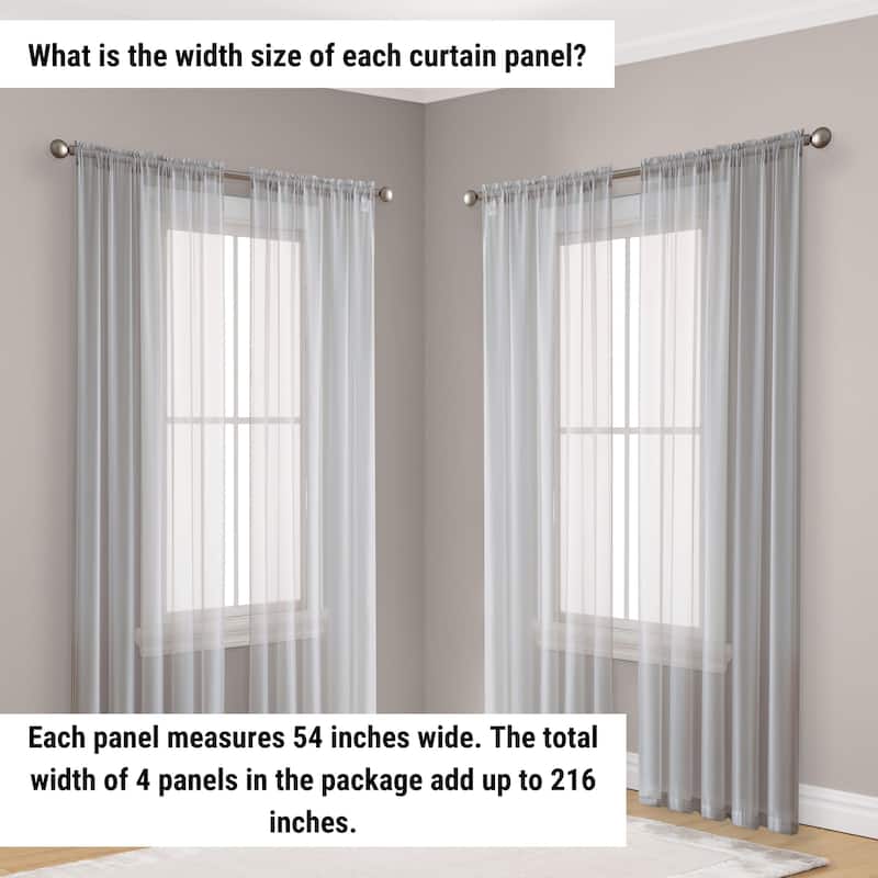 HLC.me Geneva Sheer Voile Window Treatment Rod Pocket Curtain Panels Bedroom and Living Room (Set of 4)