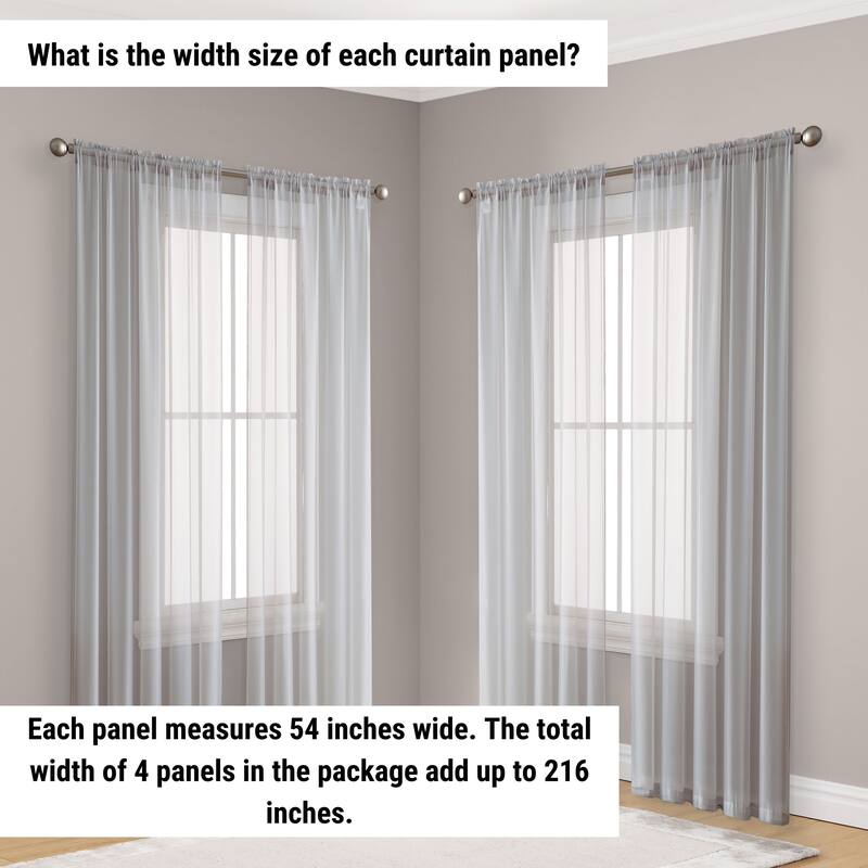 HLC.me Geneva Sheer Voile Window Treatment Rod Pocket Curtain Panels