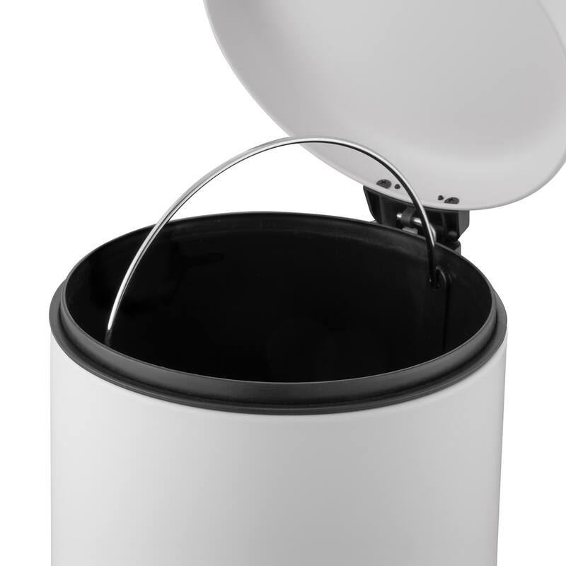 Qualiazero TWO 1.6 Gal Round Step On Trash Cans, Stainless Steel, Twin Pack