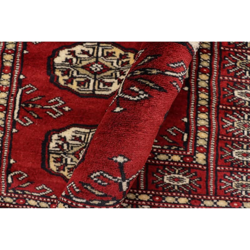 Tribal Bokhara Moshe Red Beige Hand Knotted Runner - 2'7'' x 11'10''