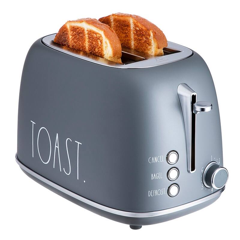 Rae Dunn Retro Rounded Bread Toaster, 2 Slice Stainless Steel - Grey
