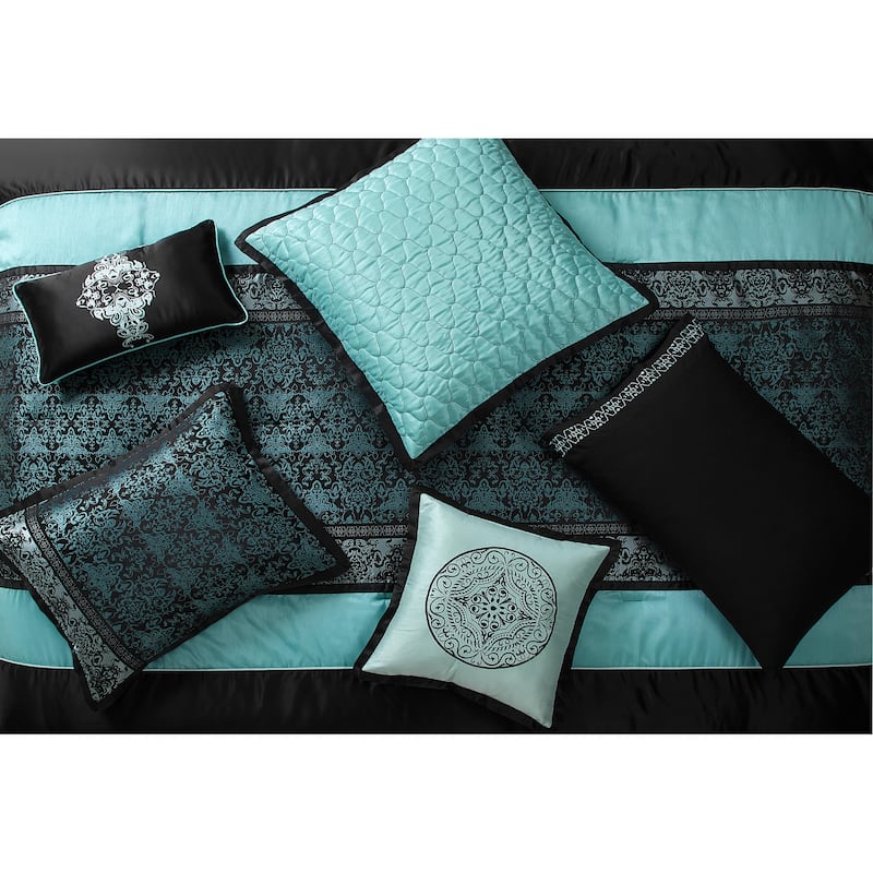 Nanshing Sierra 12 Piece Faux Silk Damask Comforter Set