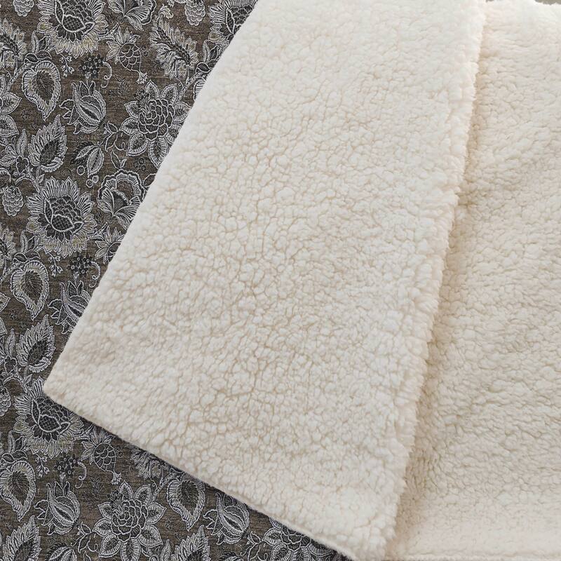 Premium Machine Washable Floral Sherpa Throw Blanket