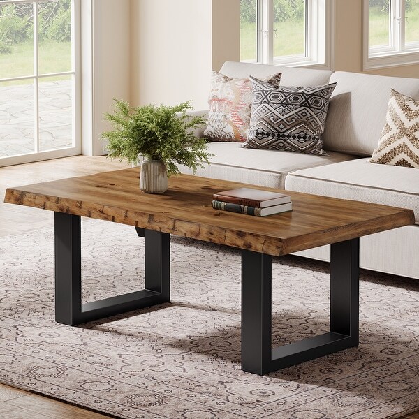 Wood Coffee Table With Metal Base, Easy Assembly (new Zealand Pine
