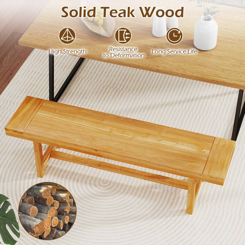 Gymax 63 Inch Solid Wood Bench Rustic Farmhouse Narrow Bench for up to