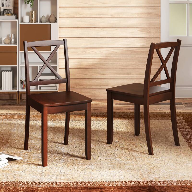 Gymax Dining Chair Set of 4 Kitchen Side Chairs w/ Rubber Wood Legs &