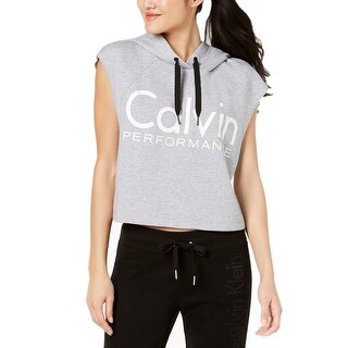 calvin klein cropped logo hoodie