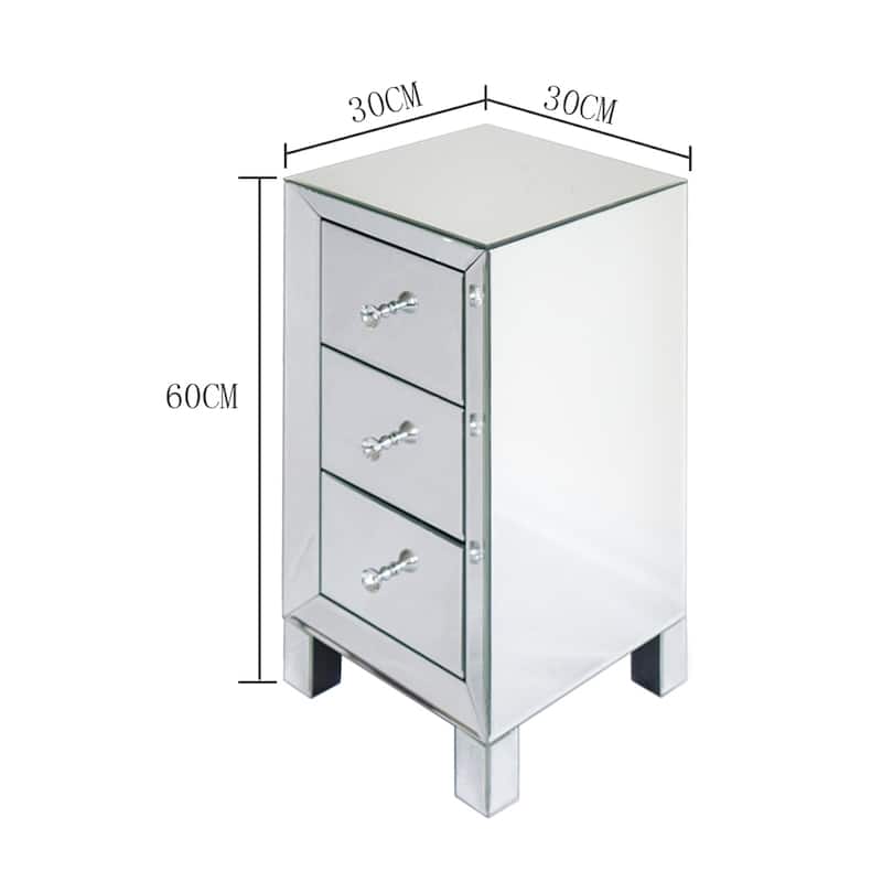 Mirror Face Sliver 3-Drawer Nightstand