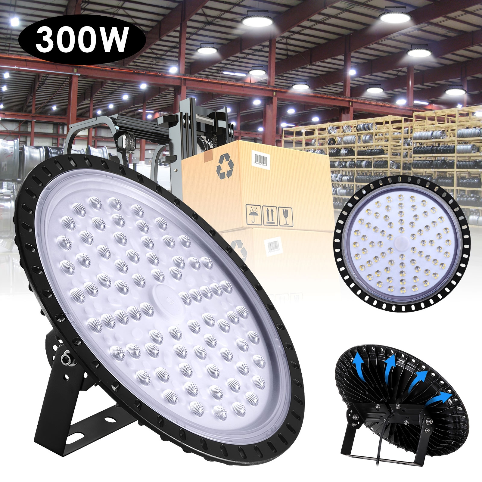 500W 300W 200W 100W UFO LED High Bay Light Industrial Warehouse Canopy Fixture 