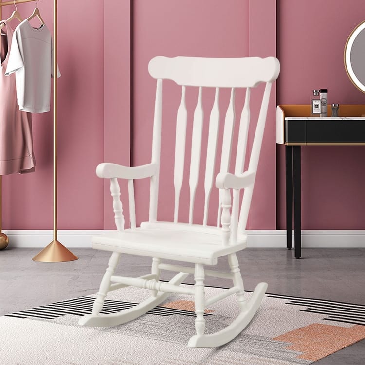 Rocking Chair with Solid Wooden Frame for Garden and Patio - 25.5" x 32.5" x 46.5"(L x W x H)