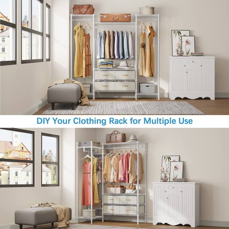 Garment Rack Heavy Clothes Rack Metal Clothing Rack with Adjustable ...