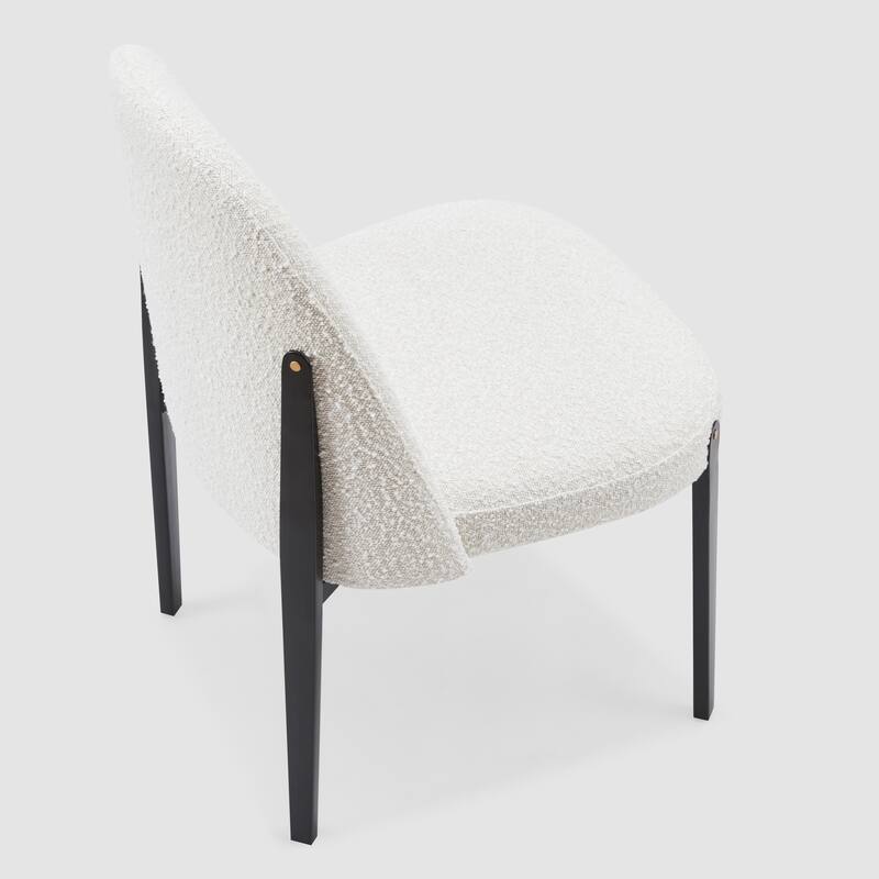 Morden Fort Boucle Dining Chairs with Black Steel Legs, Set of 2