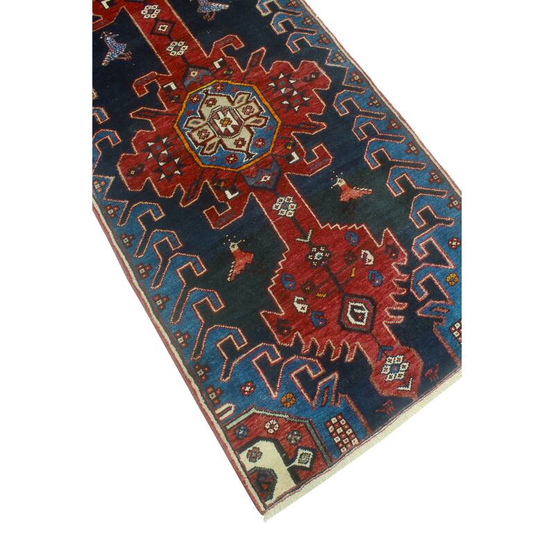 Fine Vintage Distressed Alexmar Charcoal/Red Runner - 2'6" x 9'0"