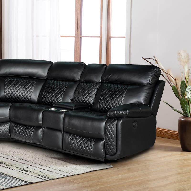 Infinity 3 Piece Transitional Faux Curved Living Room Reclining Sectional