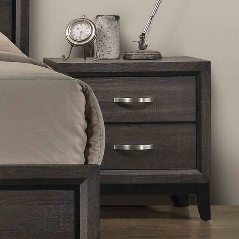 Contemporary Gray Finish 4pc Bedroom Furniture Set Panel Bed Dresser Mirror Nightstand