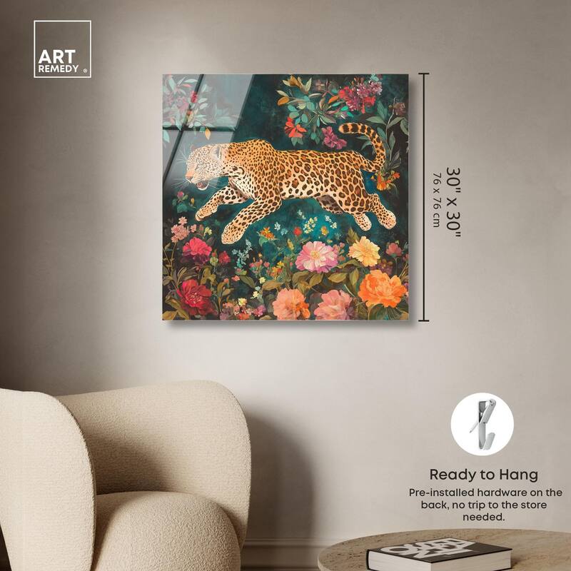 Tigers and Blooms Acrylic by Art Remedy, Ready to Hang