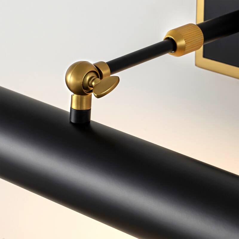 1-Light Mid-Century Modern Black&Gold Linear Bathroom Vanity Light/Picture Lights for Wall - 15.7 in. W x 9.4 in. H x 9.4 in. D