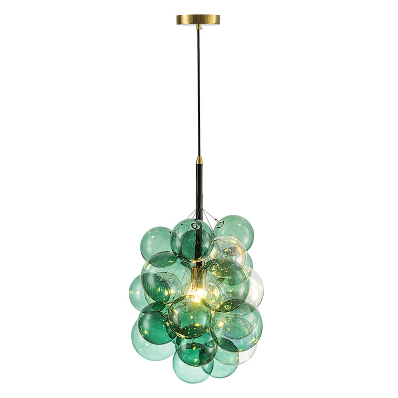 1-Light Modern Glam Sputnik Cluster Glass Globe Bubble Adjustable Height Chandelier for Dining Rooms