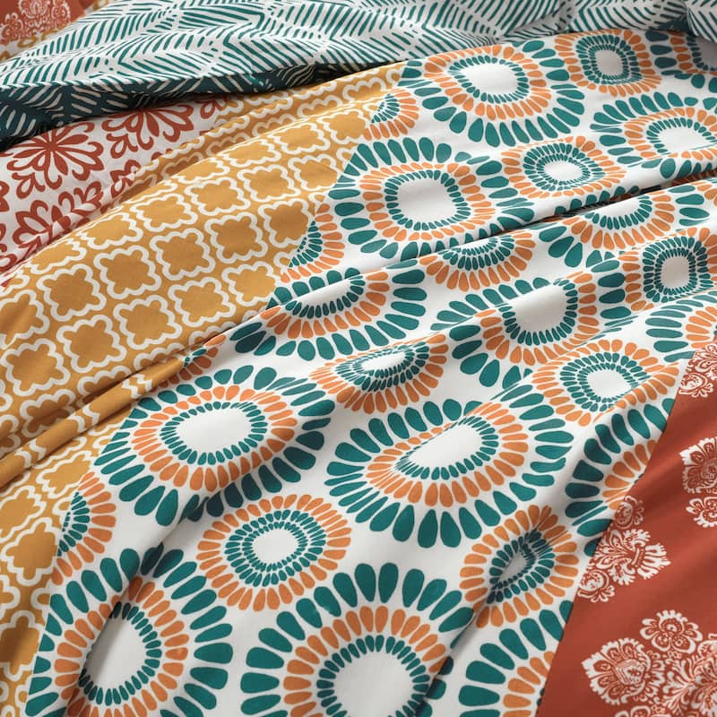 Lush Decor Bohemian Stripe Reversible 3 Piece Cotton Duvet Set