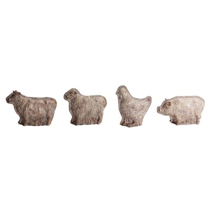 Set of 4 Assorted Country Rustic Distressed Farm Animal Mold Tabletop Figures 5”-10” - N/A