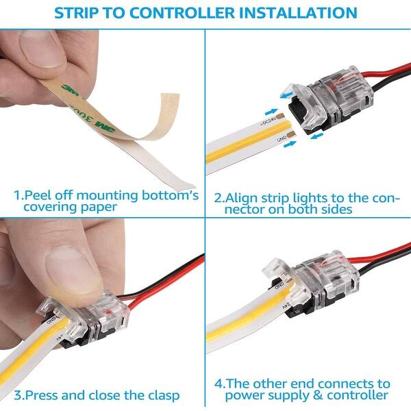 Shop Cob Connectors For 10mm Led Strip Lights 2 Pin Light Extension Kit 7 87 Inch On Sale Overstock 31566632