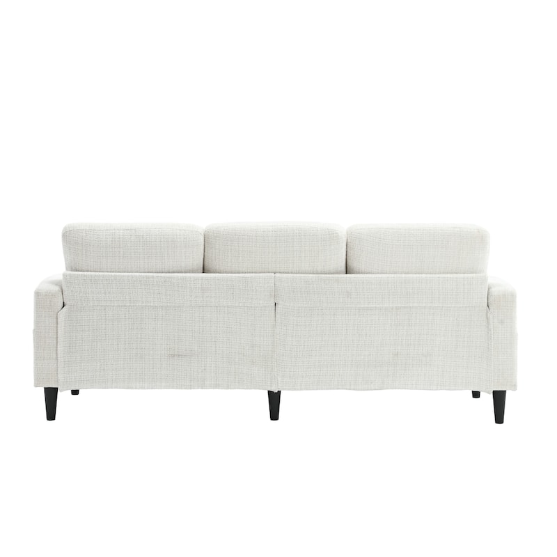 Modular Sectional Sofa with Storage Ottoman, Comfy Chenille Fabric Sofa, 3-Seater Sofa with Side Pockets & 2 Cup Holders