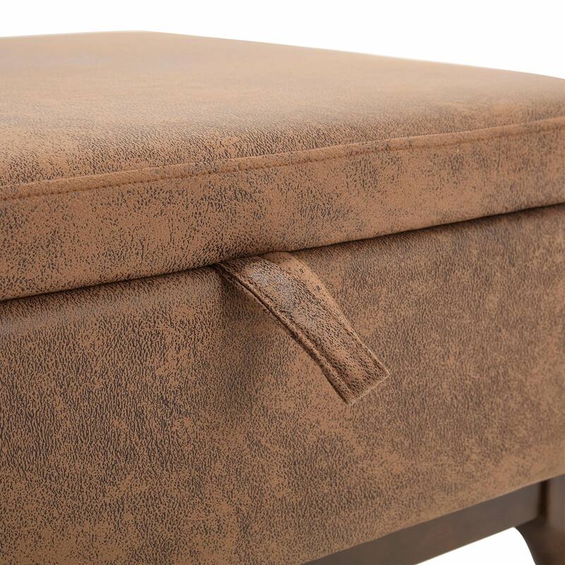 Mid-Century Modern Square Coffee Table with Storage Bench