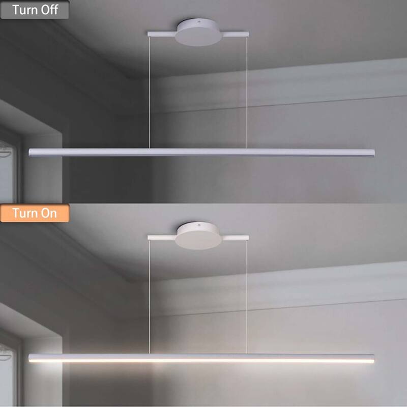 Minimalist Modern Linear Pendant Light Dimmable Integrated LED Chandelier Kitchen Island