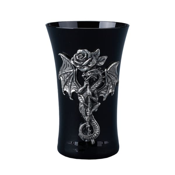 slide 2 of 5, 3.35 inches H Dark Purple and sliver Dragon With Rose Shot Glass made of Dark Purple and sliver