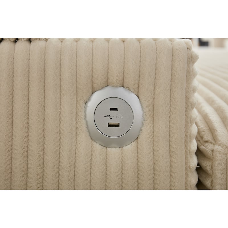 Modular Convertible Sectional Sofa with 2 Ottomans, 2 Seaters Corduroy Arms Couch, Loveseat Sofa with Cup Holders & USB Ports