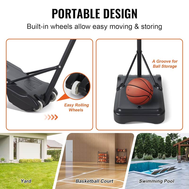 Adjustable Basketball Hoop 5-7 ft, 28" Backboard for Indoor/Outdoor
