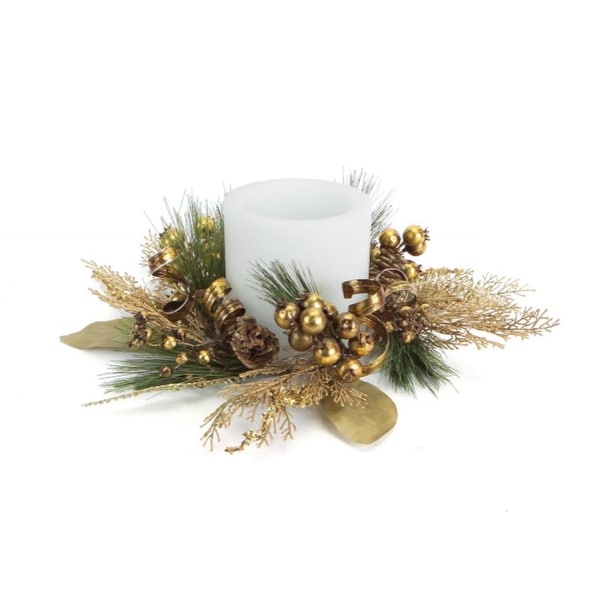 16 brown ribbonberrypine cone artificial christmas pillar candle ring - Decorative Christmas Candle Rings 16 brown ribbonberrypine cone artificial christmas pillar candle ring - Decorative Christmas Candle Rings