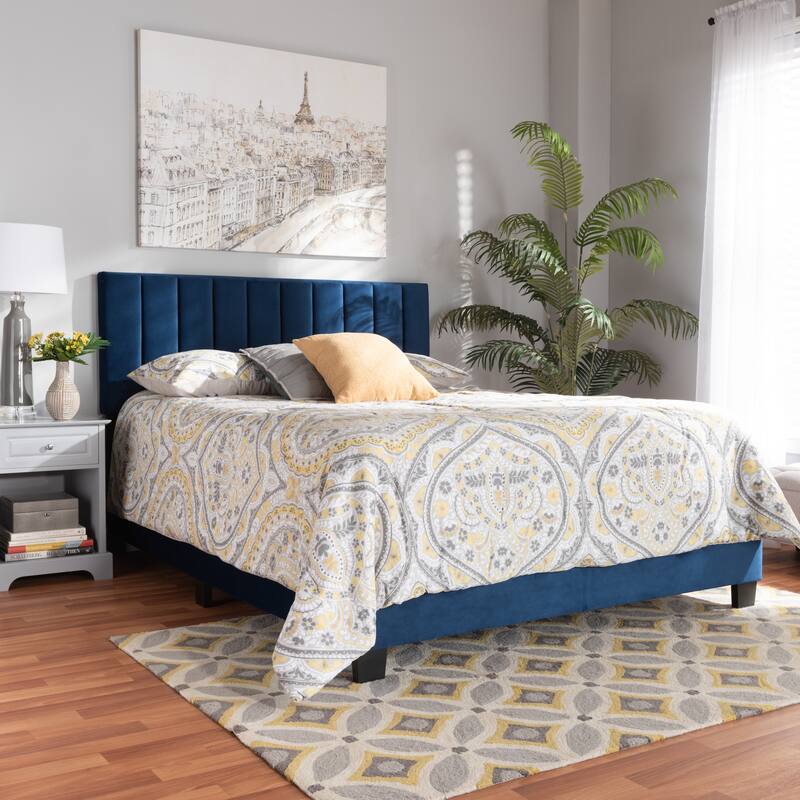Silver Orchid Sten Glam and Luxe Upholstered Panel Bed with Headboard