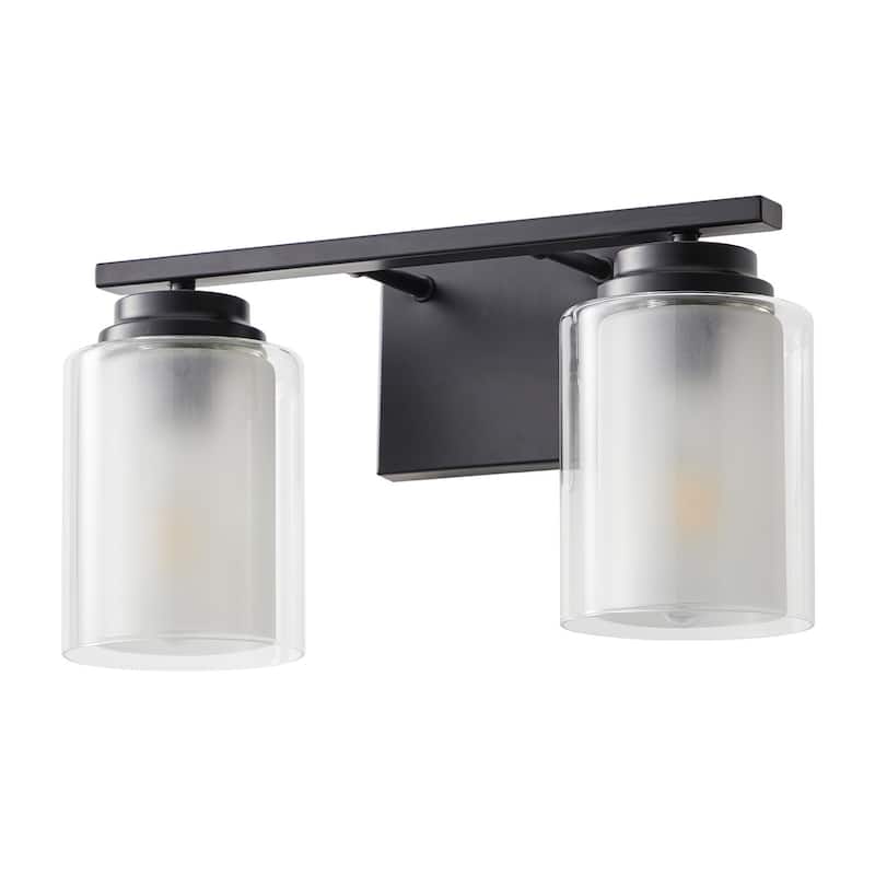 Modern 2-Light Bathroom Vanity Lighting Fixture with Cylinder Clear Glass