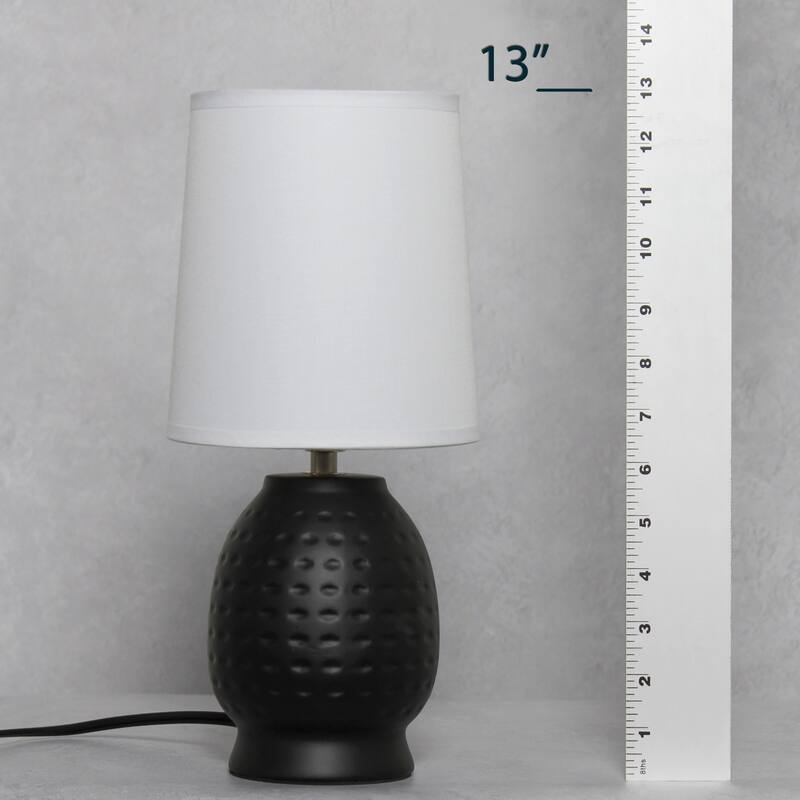 Petite Dimpled Ceramic Table Lamp with Tapered Shade - 12.5" - Black