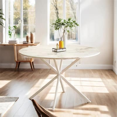 47.24" Round Dining Table with Matte Cross Legs
