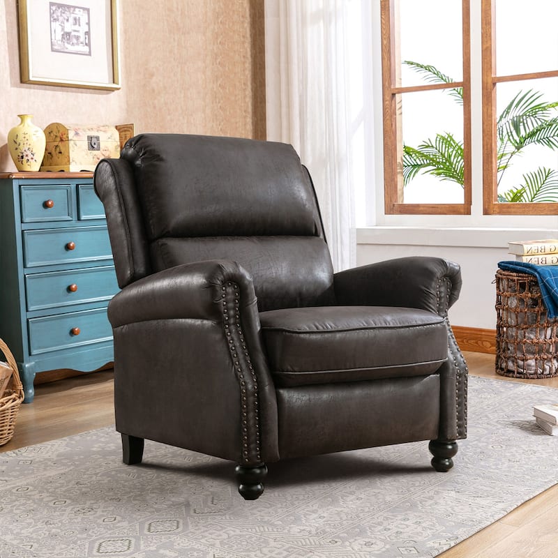 Armchair Pushback Club Recliner with Rivet Decoration