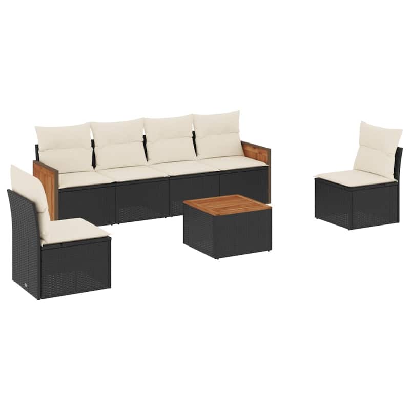 vidaXL Patio Sofa Set with Cushions Outdoor Conversation Furniture Poly Rattan