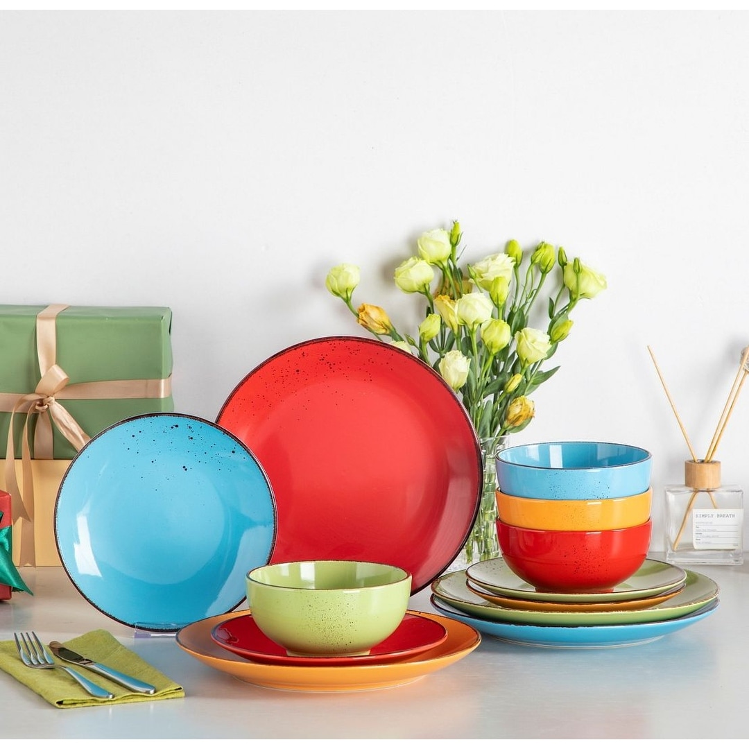 vancasso NAVIA Sesame Glaze 12-Piece Stoneware Dinnerware Set