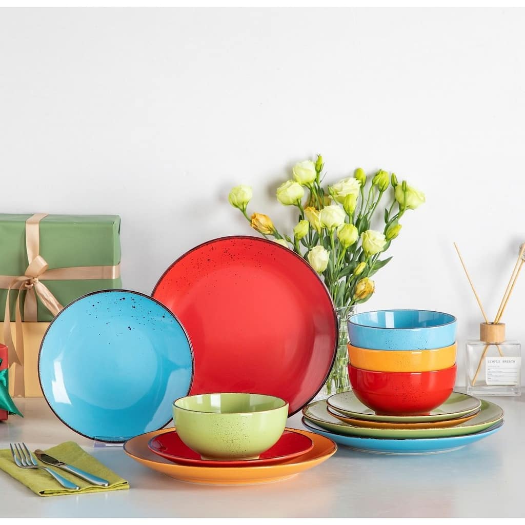 vancasso NAVIA Sesame Glaze 12-Piece Stoneware Dinnerware Set