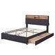 preview thumbnail 8 of 17, Multiple Storage,Full Size Upholstered Platform Bed with Storage Headboard, LED, USB Charging and 2 Drawers