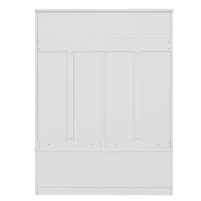 Hall Tree with Metal Hooks & Shoe Storage, Modern Entryway Bench with Cubbies