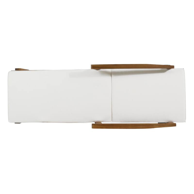 Outdoor solid wood frame chaise lounge with rollers and cushions
