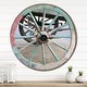 preview thumbnail 8 of 7, Designart 'Turquoise Painted Cottage Wagon Wheel Clock' Oversized Farmhouse Wall CLock