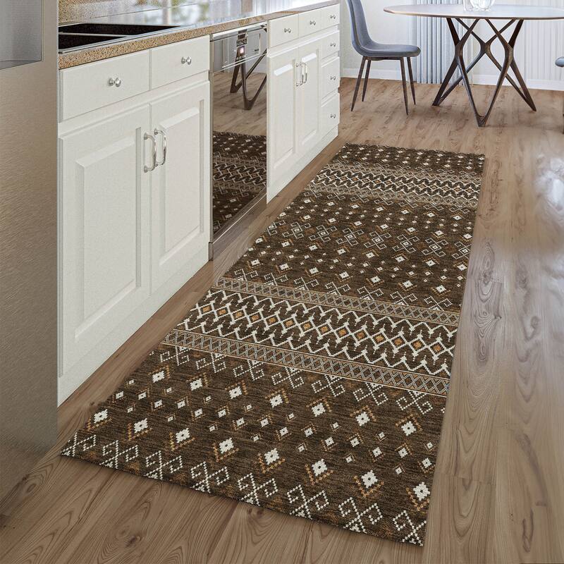 Premium Washable Super Soft Boho Moroccan Mayfield Rug - Chocolate - 2' 3" x 7' 6" - Runner