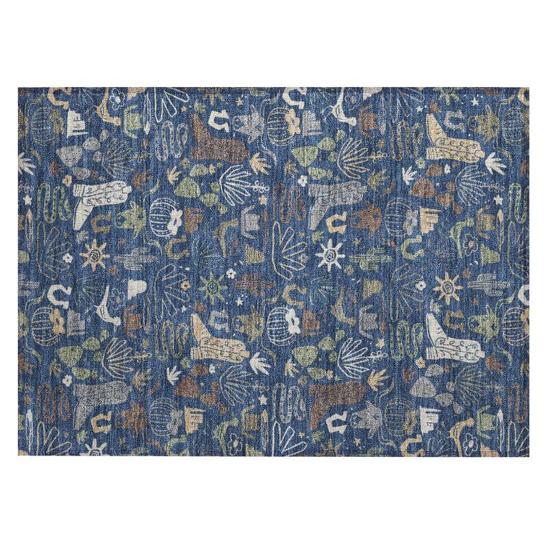 Machine Washable Indoor/ Outdoor Modern Ranch Chantille Rug