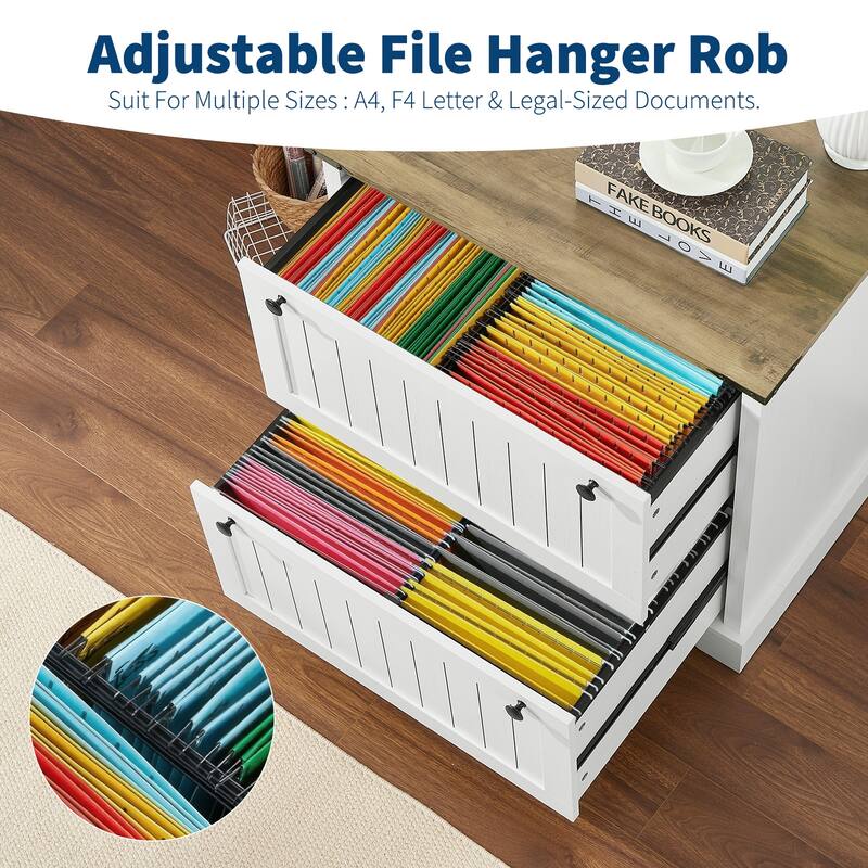 Farmhouse File Cabinets with 2 Drawers,30" File Cabinets with Hanging File Folders for Documents