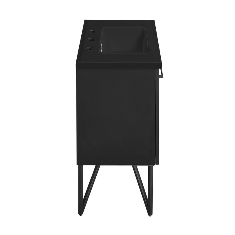 Annecy 36 In. Phantom Black Bathroom Vanity With Black, 3-Hole Ceramic Sink Top